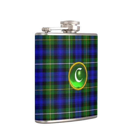 BLAUE GREEN SCOTTISH TARTAN EMERALD GEM MONOGRAM FLACHMANN (Rechts)