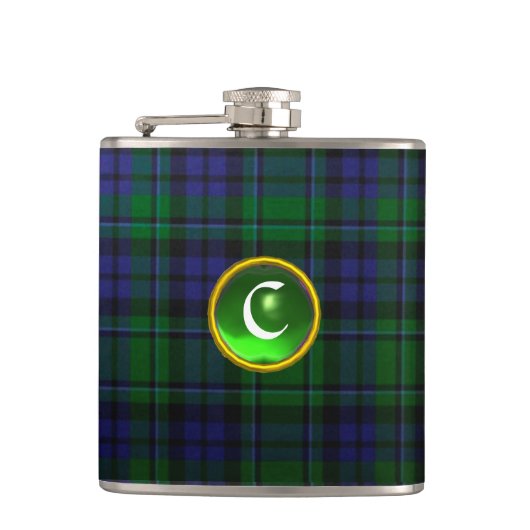 BLAUE GREEN SCOTTISH TARTAN EMERALD GEM MONOGRAM FLACHMANN (Vorderseite)