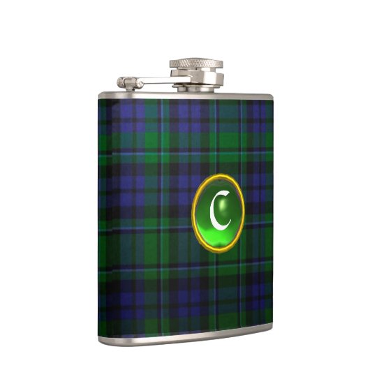 BLAUE GREEN SCOTTISH TARTAN EMERALD GEM MONOGRAM FLACHMANN (Rechts)