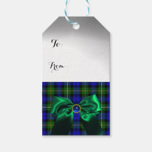 BLAUE GREEN SCOTTISH TARTAN MIT CHRISTMAS BOWS GESCHENKANHÄNGER