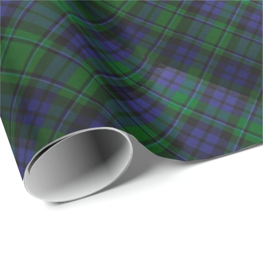 BLAUE GREEN SCOTTISH TARTAN ,SAPPHIRE EMERALD GEMS GESCHENKPAPIER (Rolleneckpunkt)
