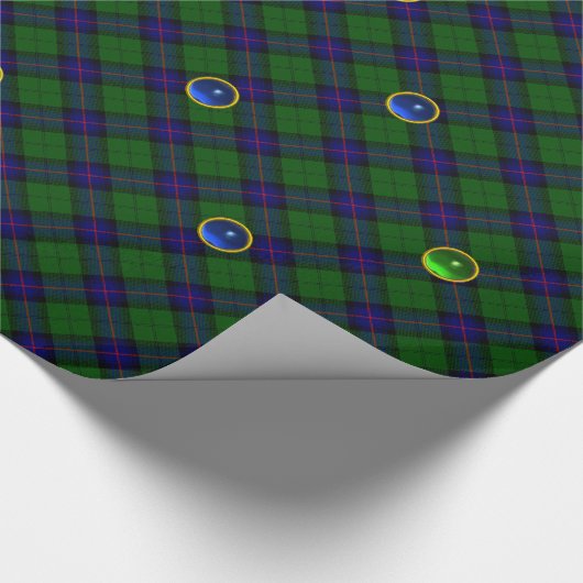 BLAUE GREEN SCOTTISH TARTAN ,SAPPHIRE EMERALD GEMS GESCHENKPAPIER (Ecke)