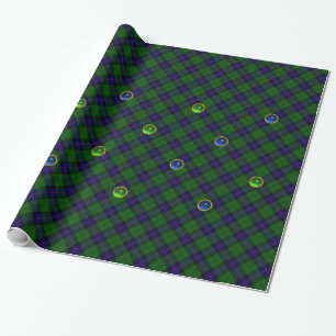 BLAUE GREEN SCOTTISH TARTAN ,SAPPHIRE EMERALD GEMS GESCHENKPAPIER