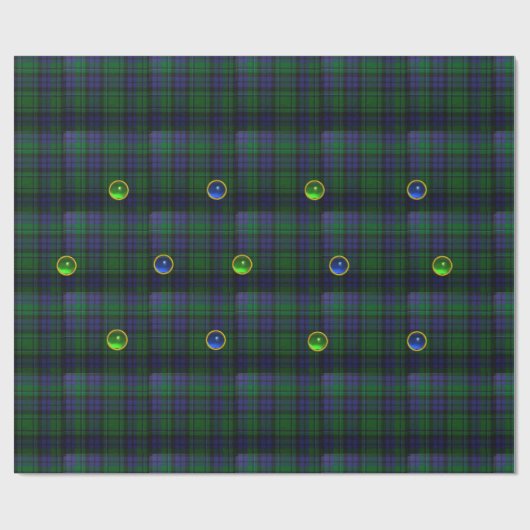 BLAUE GREEN SCOTTISH TARTAN ,SAPPHIRE EMERALD GEMS GESCHENKPAPIER (Flach)