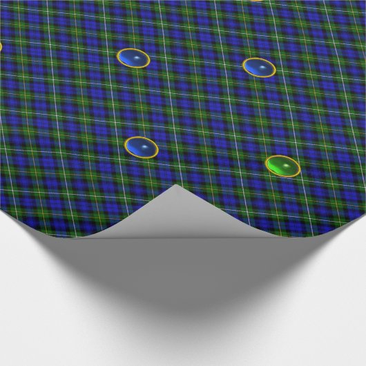 BLAUE GREEN SCOTTISH TARTAN ,SAPPHIRE EMERALD GEMS GESCHENKPAPIER (Ecke)