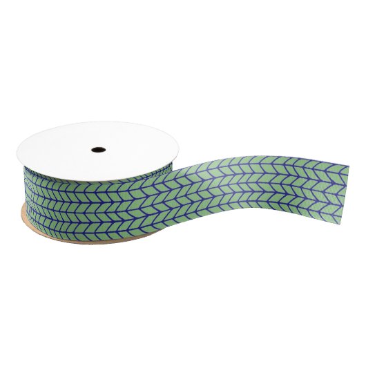 BLAUE GREEN STRICK 1,5" Grosgrain Ribbon Ripsband (Spule)