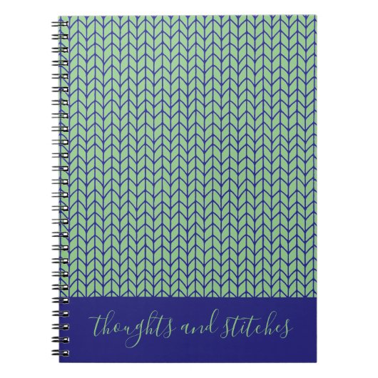 BLAUE GREEN STRICK 6.5x8.75 SpiralNotebook + Text Notizblock (Vorderseite)