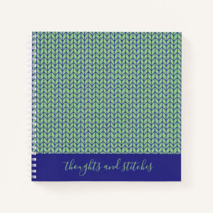 BLAUE GREEN STRICK 8.5x8.5 SpiralNotebook + Text Notizblock