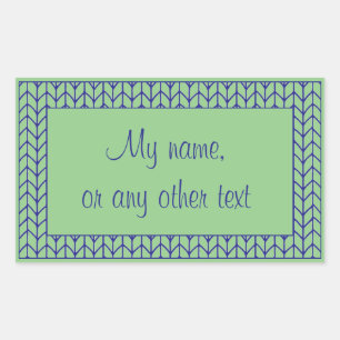 BLAUE GREEN STRICK Rectangle Matte Stickers + Text