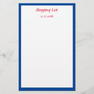 Blaue Grenz-Lebensmittel-Einkaufsliste - benutzerd Briefpapier