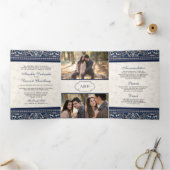 Blaue Grenze der Elfenbeinküste in einer indischen Dreifach Gefaltete Einladung (Innenseite)