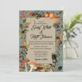 Blaue GrenzHerbstlaub-Hochzeits-Einladung Einladung (Stehend Vorderseite)