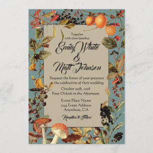 Blaue GrenzHerbstlaub-Hochzeits-Einladung Einladung