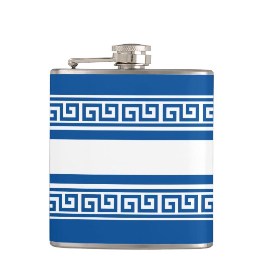 Blaue Griechische Schlüssel-Flasche Flachmann (Vorderseite)