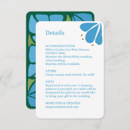 Blaue Groovy-Blume-Muster Hochzeitskarte RSVP Karte