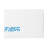 Blaue Groovy-Blume-Muster Rundum-Adressaufkleber (Vorderseite)