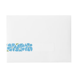 Blaue Groovy-Blume-Muster Rundum-Adressaufkleber