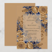 Blaue großartige rustikale Hochzeit Einladung (Vorne/Hinten)