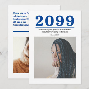 Blaue große Zahlen Zwei-Foto-Abschlussfeier