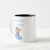 Blaue Großmutter-kleiner Affe Zweifarbige Tasse (Vorderseite Links)