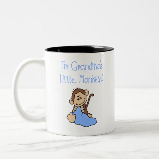 Blaue Großmutter-kleiner Affe Zweifarbige Tasse (Links)