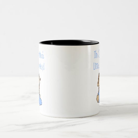 Blaue Großmutter-kleiner Affe Zweifarbige Tasse (Mittel)