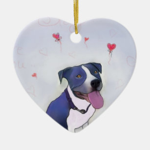 Blaue Gruben-guter Hund Keramik Ornament