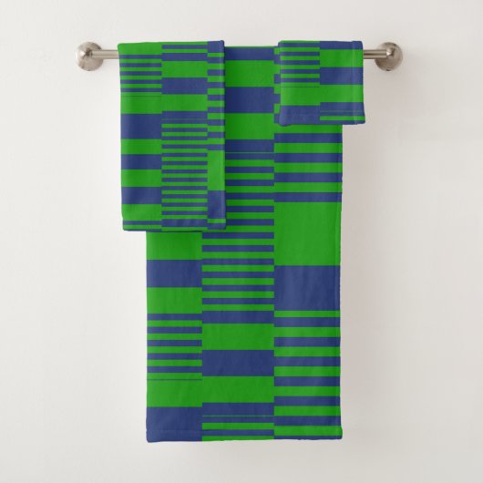 Blaue Grün Patchwork Streifen Design Badhandtuch Set (Insitu)