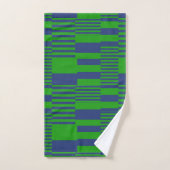 Blaue Grün Patchwork Streifen Design Badhandtuch Set (Handtuch)