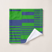 Blaue Grün Patchwork Streifen Design Badhandtuch Set (Waschlappen)