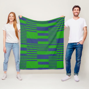 Blaue Grün Patchwork Streifen Design Fleecedecke