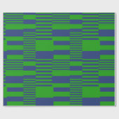 Blaue Grün Patchwork Streifen Design  Geschenkpapier (Flach)