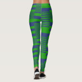 Blaue Grün Patchwork Streifen Design  Leggings (Rückseite)
