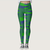Blaue Grün Patchwork Streifen Design  Leggings (Vorderseite)