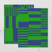 Blaue Grün Patchwork Streifen Design Postkarte (Vorne/Hinten)