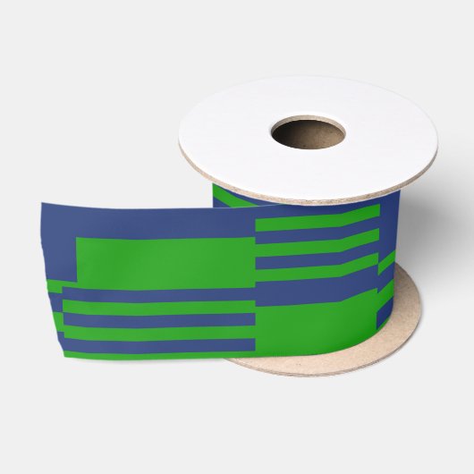 Blaue Grün Patchwork Streifen Design Satinband (Spule)
