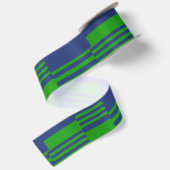 Blaue Grün Patchwork Streifen Design Satinband (Rückseite)