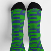 Blaue Grün Patchwork Streifen Design  Socken (Oben)