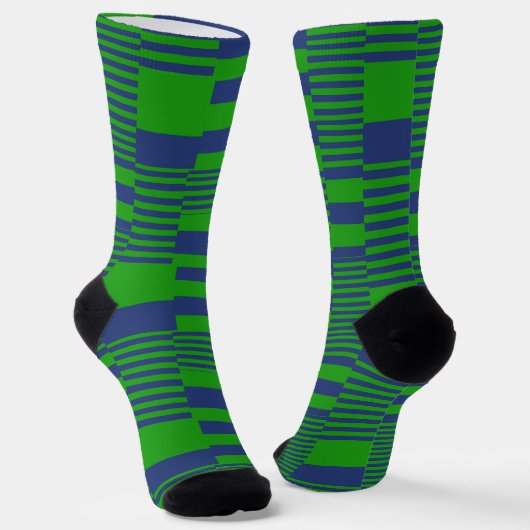 Blaue Grün Patchwork Streifen Design  Socken (Gewinkelt)