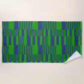 Blaue Grün Patchwork Streifen Design Strandtuch (Vorderseite)