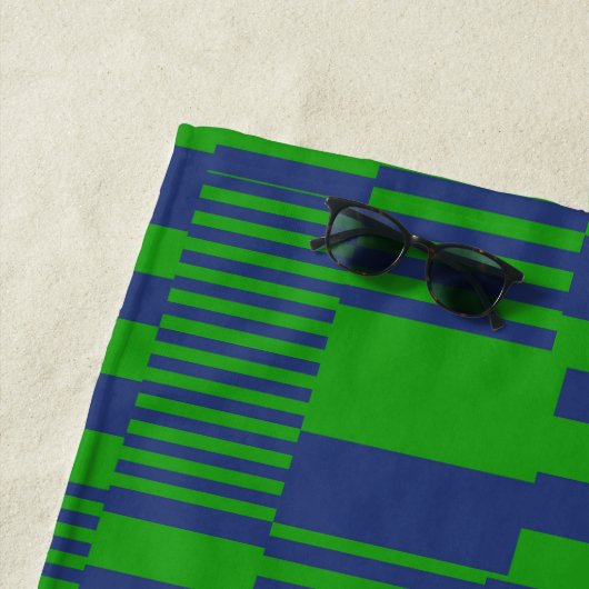 Blaue Grün Patchwork Streifen Design Strandtuch (Beispiel)