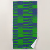 Blaue Grün Patchwork Streifen Design Strandtuch (Vorderseite)