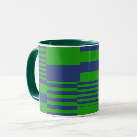 Blaue Grün Patchwork Streifen Design  Tasse (Vorderseite Links)