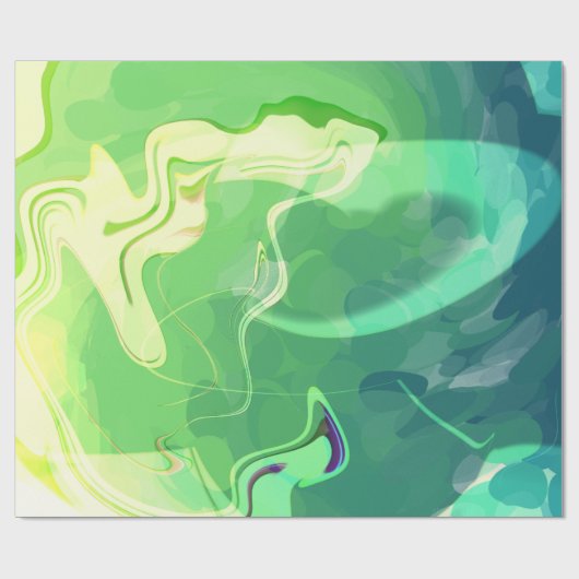 Blaue Grüne Abstrakte Ozeane Geschenkpapier (Flach)