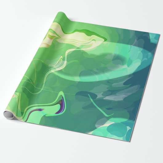 Blaue Grüne Abstrakte Ozeane Geschenkpapier (Ungerollt)