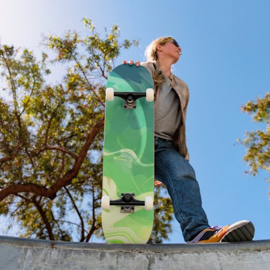 Blaue Grüne Abstrakte Ozeane Skateboard (Außenbereich 1)