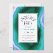 Blaue, grüne Age Slice Hochzeitsfeier Einladung (Vorderseite)