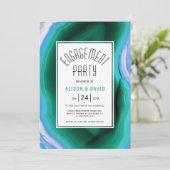 Blaue, grüne Age Slice Hochzeitsfeier Einladung (Stehend Vorderseite)