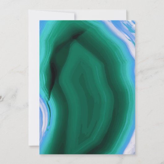 Blaue, grüne Age Slice Hochzeitsfeier Einladung (Rückseite)