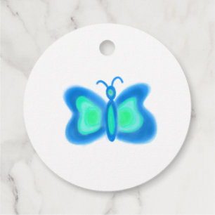blaue grüne Aquarell-Schmetterling einfache Danke Geschenkanhänger